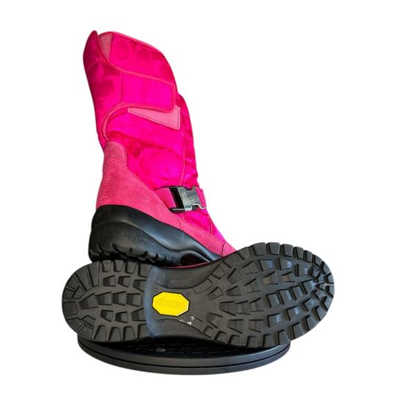 ***SOLD*** Womens Coach Sharron Mid-Calf Boots Size 9.5 Fuschia Pink Buckled - Picture 5 of 6